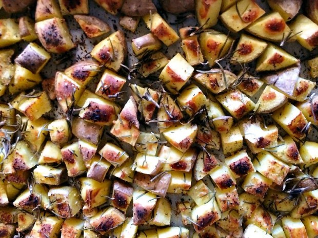 Roasted potatoes! I like mine really crispy, if you don't, then don't use the broiler option